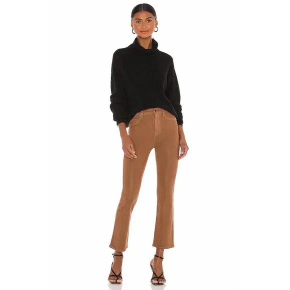 Pistola Lennon Coated High Rise Cropped Bootcut Jeans 26 2 small Brown Tan